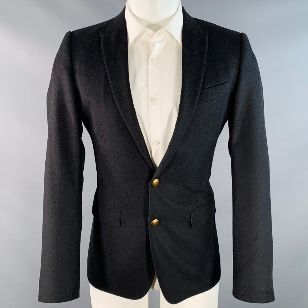 DOLCE & GABBANA MARTINI Size 36 Black Cashmere Silk Single Breasted Sport Coat